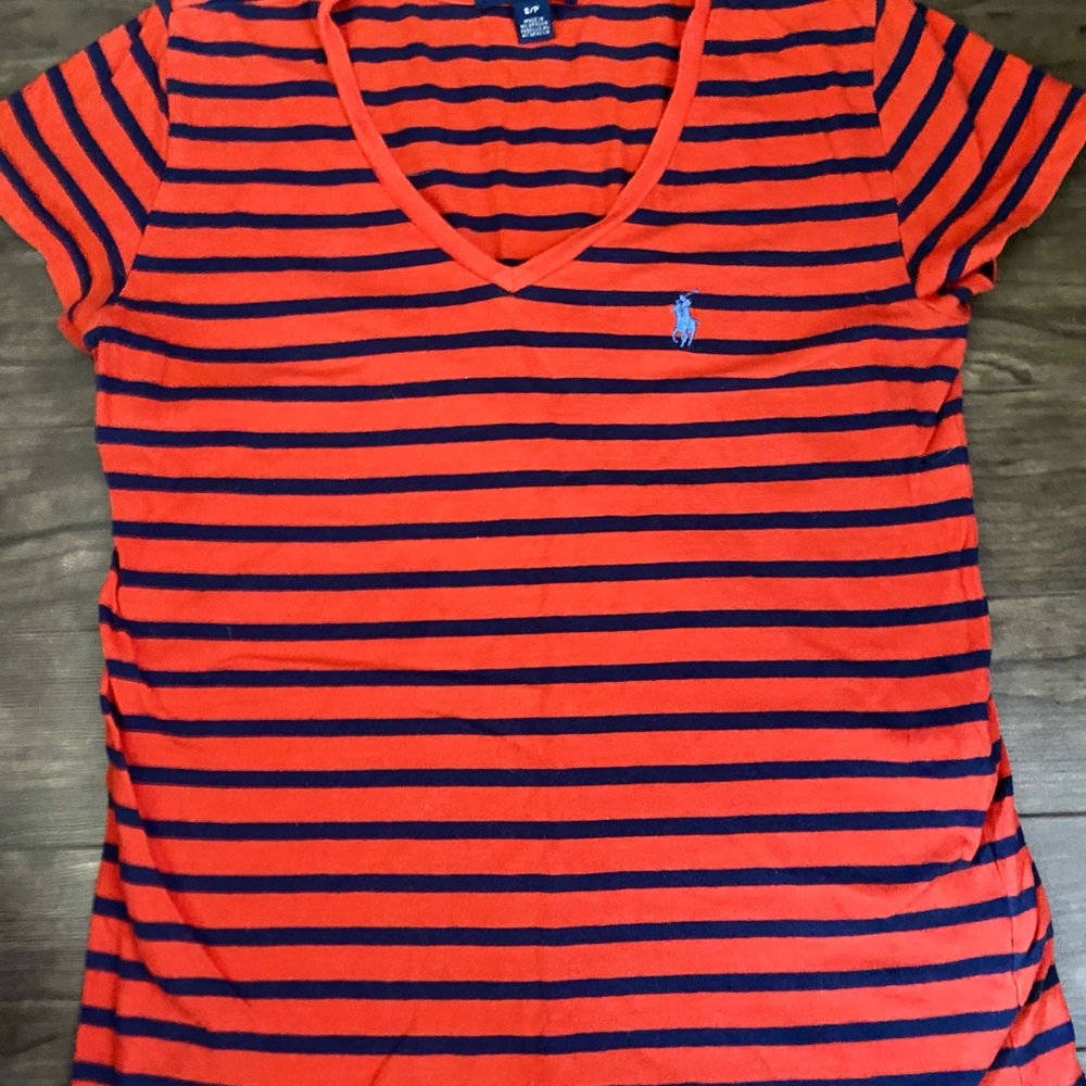 Ralph Lauren Red Navy stripped tshirt